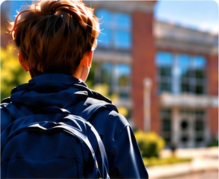 Student arriving at school